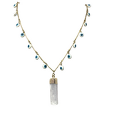 Blade Crystal & Evil Eye Chain Necklace