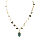 Single Cut Point Necklace with Plated Mini Medallions Over Brass