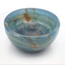 Blue Calcite Hand - Carved Round Dish 3"
