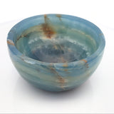 Blue Calcite Hand - Carved Round Dish 3"