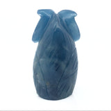 Blue Calcite Owl Carving with Carnelian Beak Small