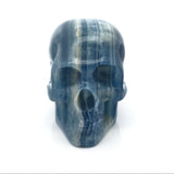 Blue Calcite Skull Carving Small with Linear Banding