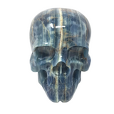 Blue Calcite Skull Carving with Rich Blues on Left & Creamy White on Right - Extra Large