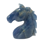 Sculpture Tête de Cheval en Calcite Bleue