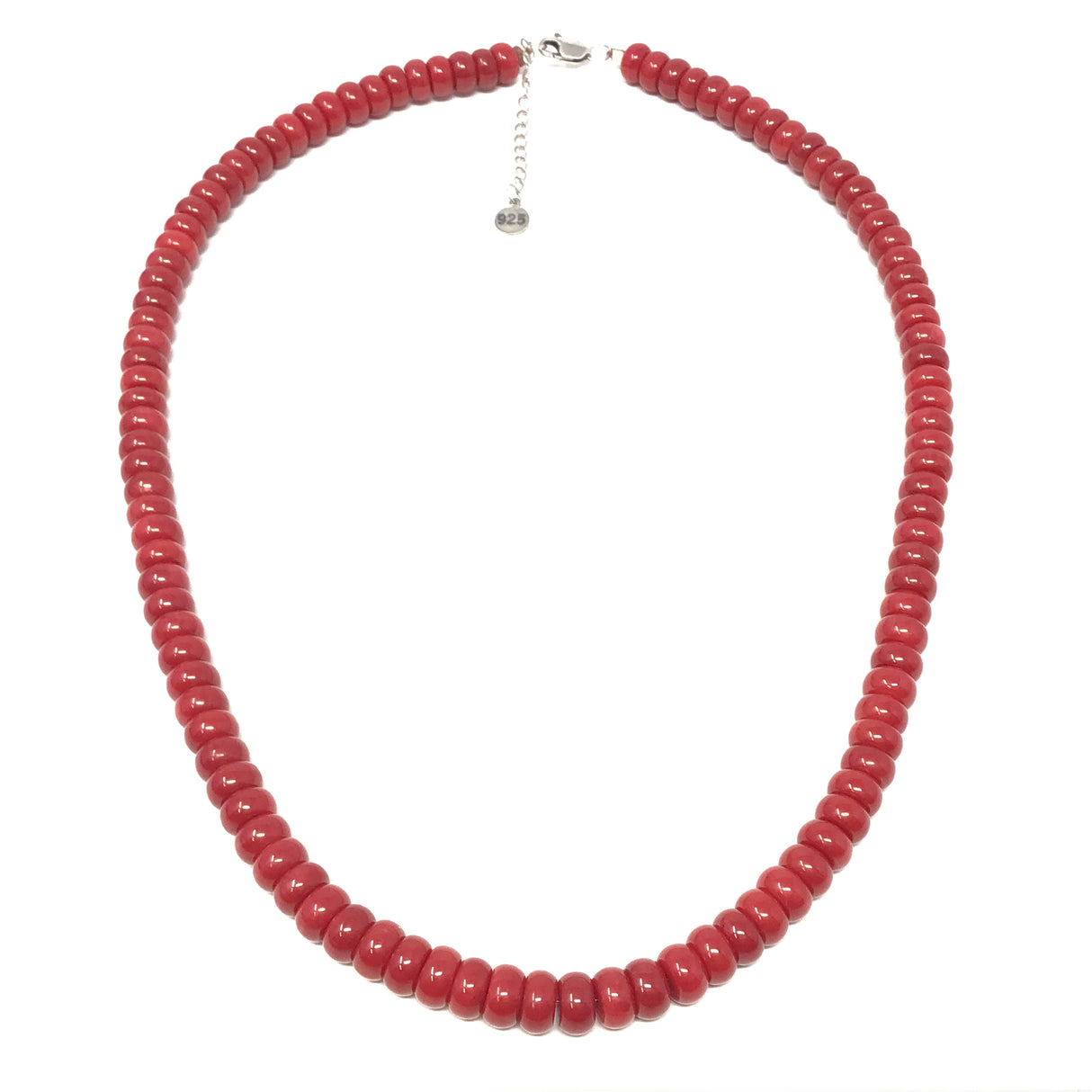 Red Coral 4x7mm Necklace with Sterling Silver Lobster Clasp - 18"