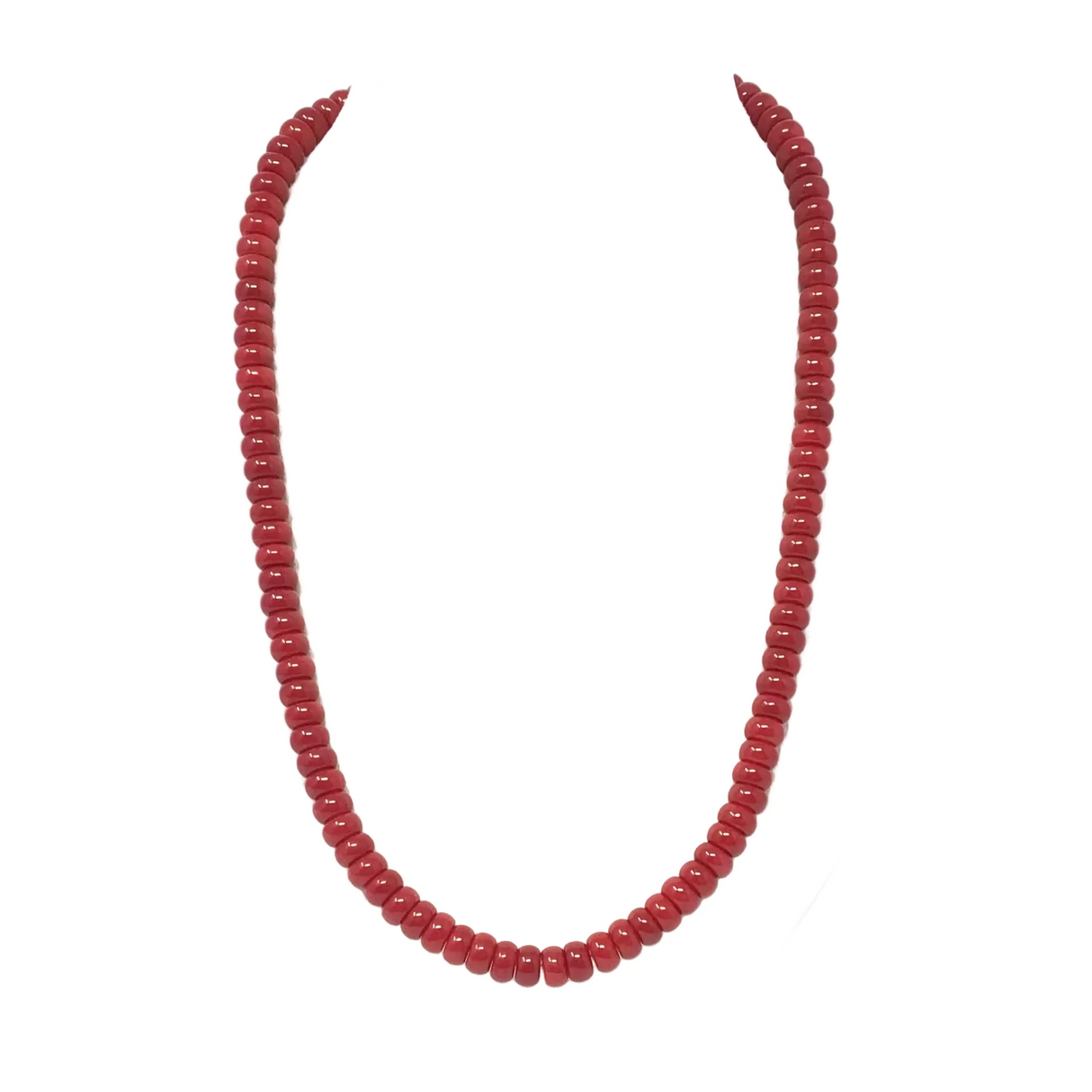 Red Coral 4x7mm Necklace with Sterling Silver Lobster Clasp - 18"