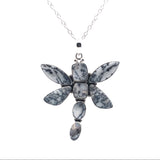 Dendritic Opal Dragonfly Necklace Unique Shape Cabochons - Pendant on 18" Link Chain