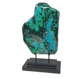 Mesmerizing A+ Quality Chrysocolla Malachite Freeform Polished Specimen on Custom 2-Step Black Base