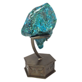 Mesmerizing A+ Quality Chrysocolla Malachite Freeform Polished Specimen on Custom Designer Hexagonal Bronze Base