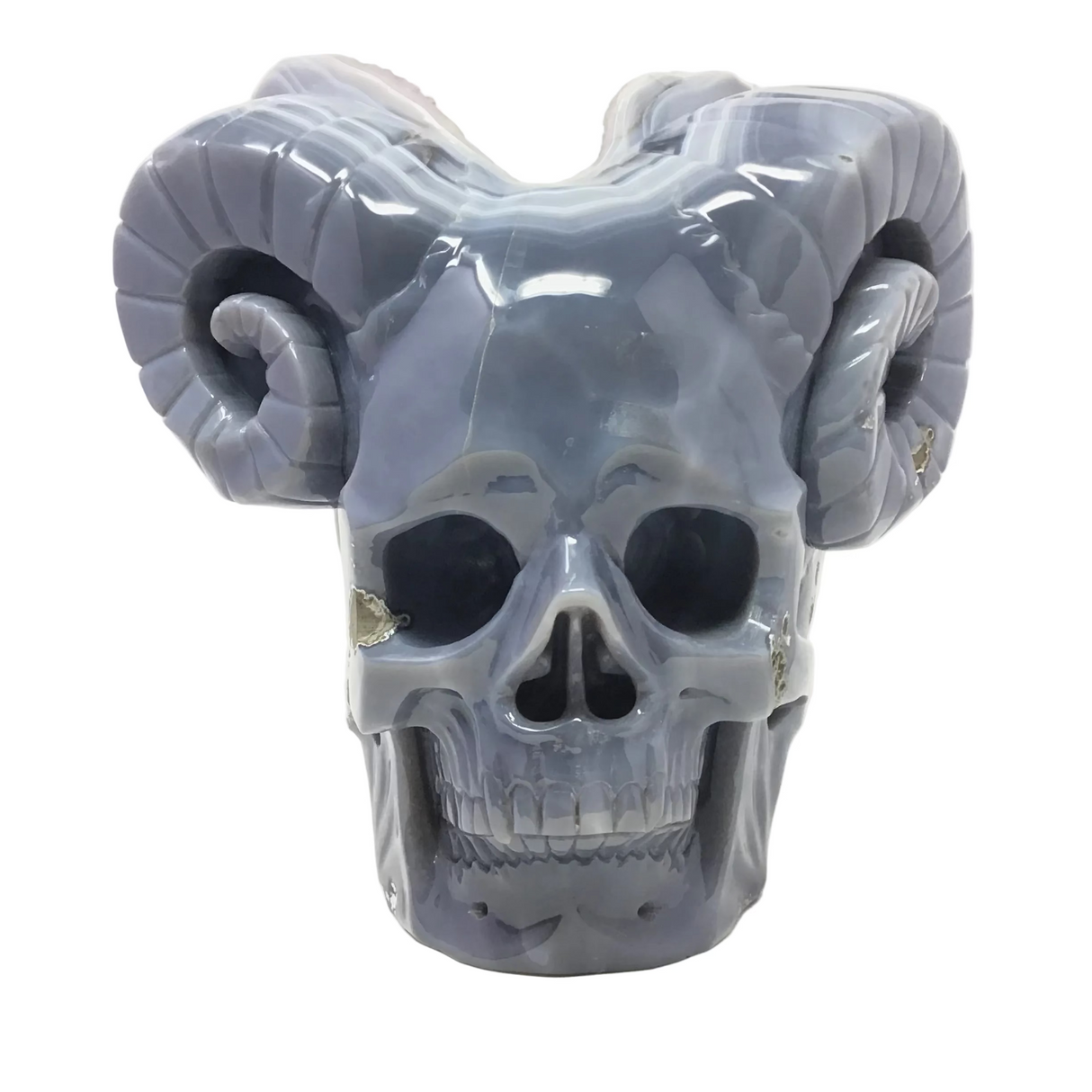 A+ Amethyst Druze Heart Duo Agate Horn Skull Carving