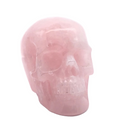 Crâne sculpté en quartz rose rose poudré - 7,6 cm