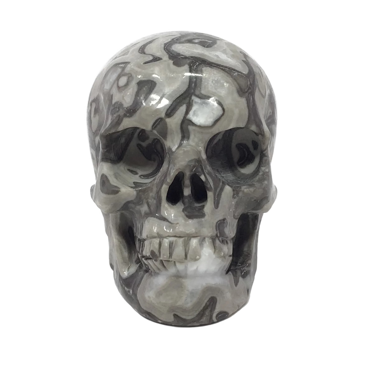 Picasso Jasper Skull Carving - 4.5"