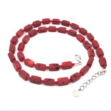 Red Coral 5x8mm Necklace with Sterling Silver Lobster Clasp - 18"