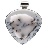 Extra Large Dendritic Opal Reverse Wide Pear Cabochon with Agate Center & Tube Bail - Extra Large (3.5")