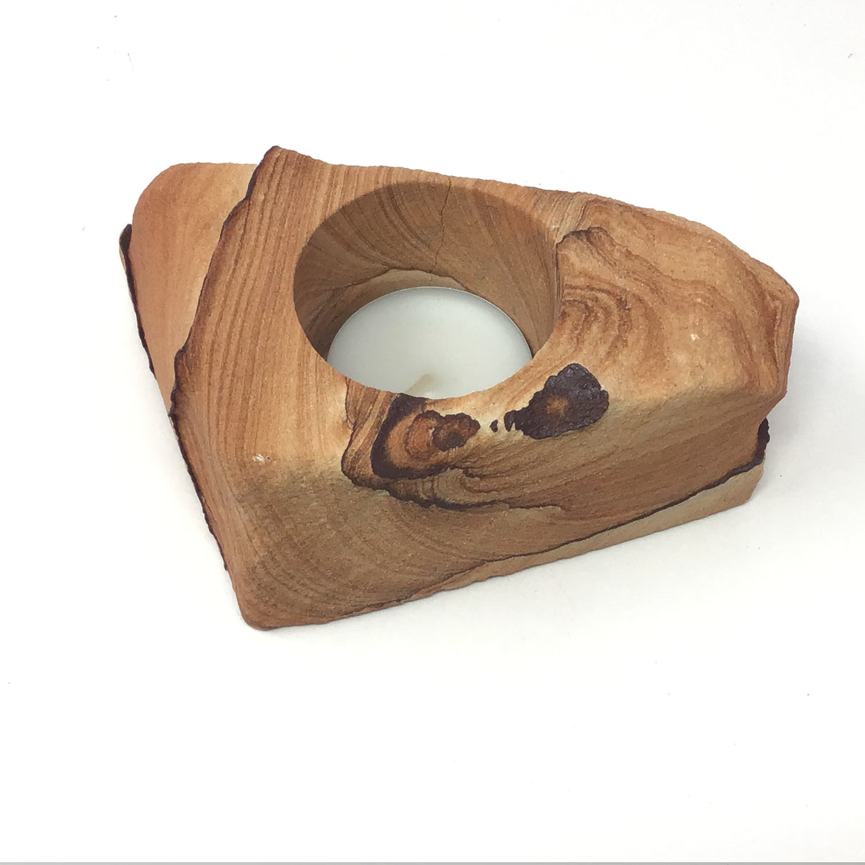 Desert Sandstone Freeform Tealight Candle Holder with Clay Layers - Small