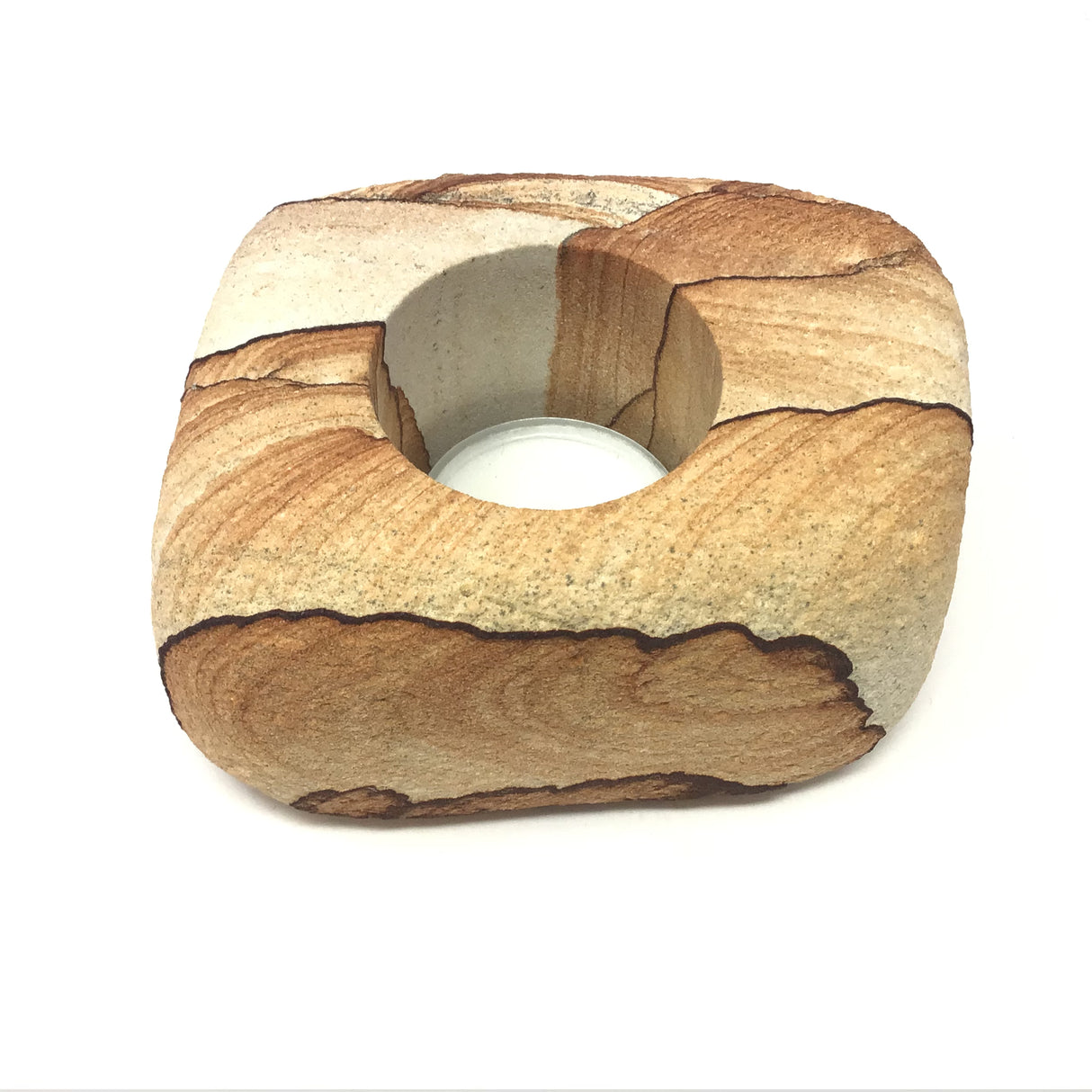 Desert Sandstone Freeform Tealight Candle Holder with Clay Layers