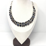 Collier agate dendritique - Double rang avec quartz fumé facetté et cabochon onyx noir