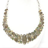A+ Golden Rutile Collar Necklace with Narrow Oval Center Focal & Faceted Citrine & Peridot Accents