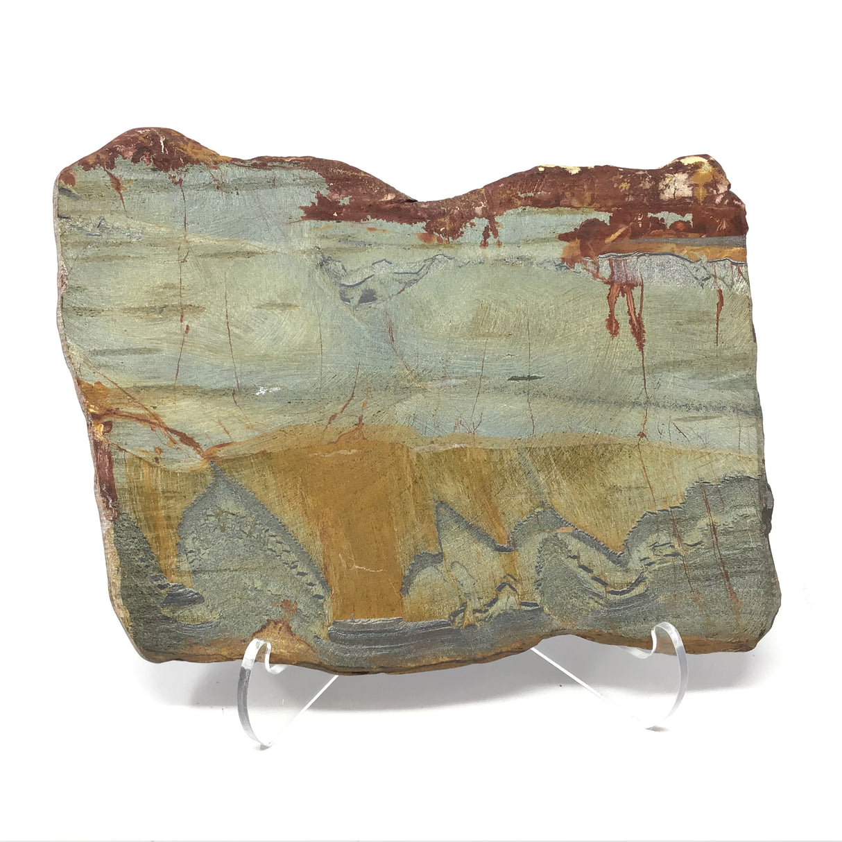 A+ Quality Tigers Eye Scenic Slice with Red Iron Skies