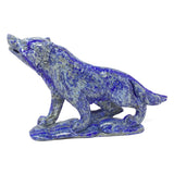 Lapis Lazuli Wolf Carving on Rock - Howling
