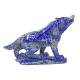 Lapis Lazuli Wolf Carving on Rock - Howling