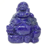 A+ Lapis Lazuli Happy Buddha Carving in Sitting Position with Gold Ingot