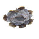 Sculpture de fleur de lotus en agate druse avec extérieur aux nuances orange et pêche