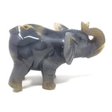 Agate Geode Elephant Carving with Trunk Up