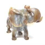 Flower Agate Sahara Elephant Carving with Carnelian Hues