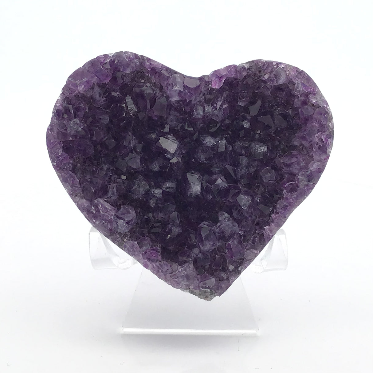 Amethyst Druze Heart on Lucite Easel - 2" Tall