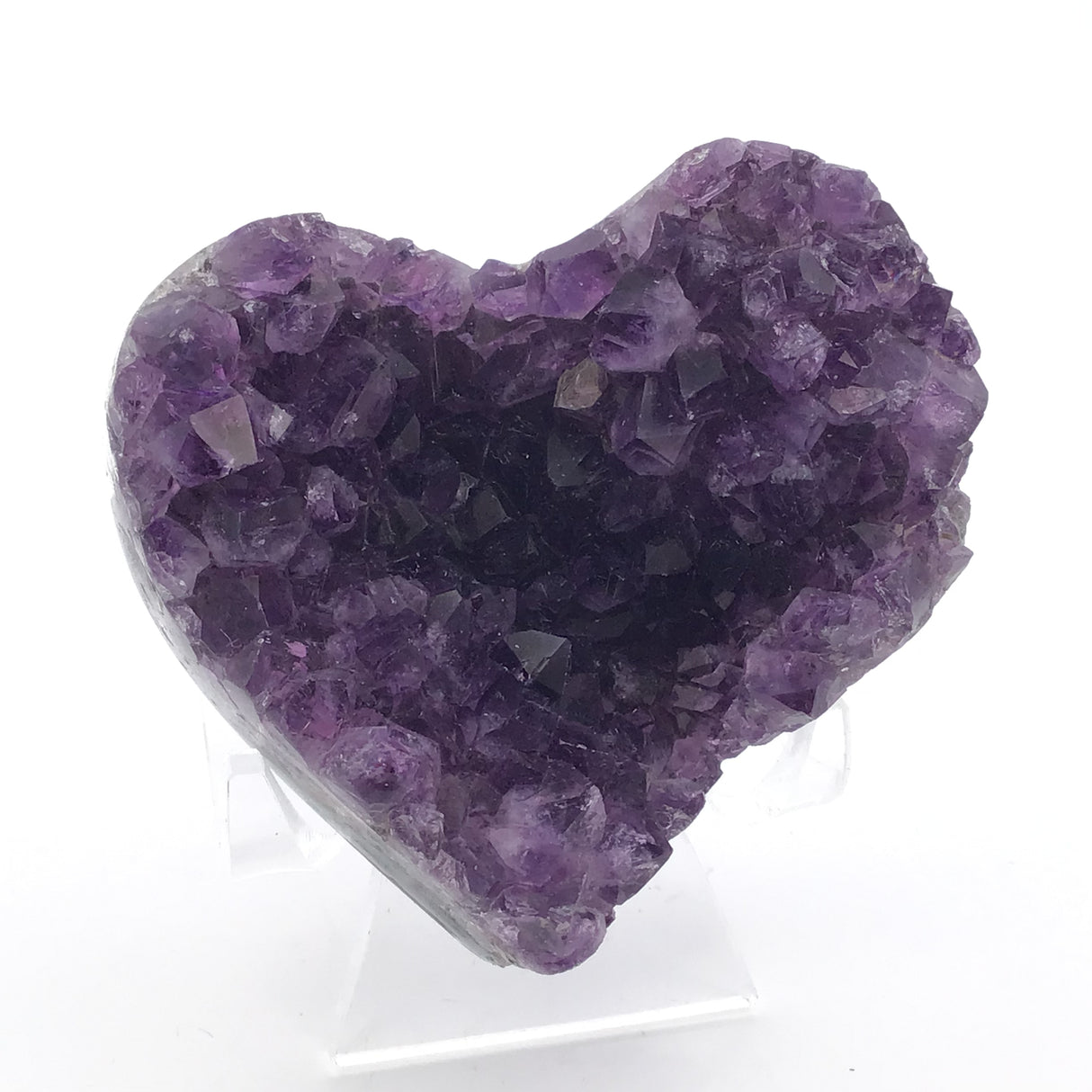 Amethyst Druze Heart on Lucite Easel - 2" Tall