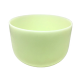 10" malachite gem infused quartz singing bowl in soft green, perfect pitch F note