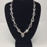 Collier Diamant Herkimer - 13 Formes Libres avec Bélières Simples en Argent 925 et Maillons Rolo