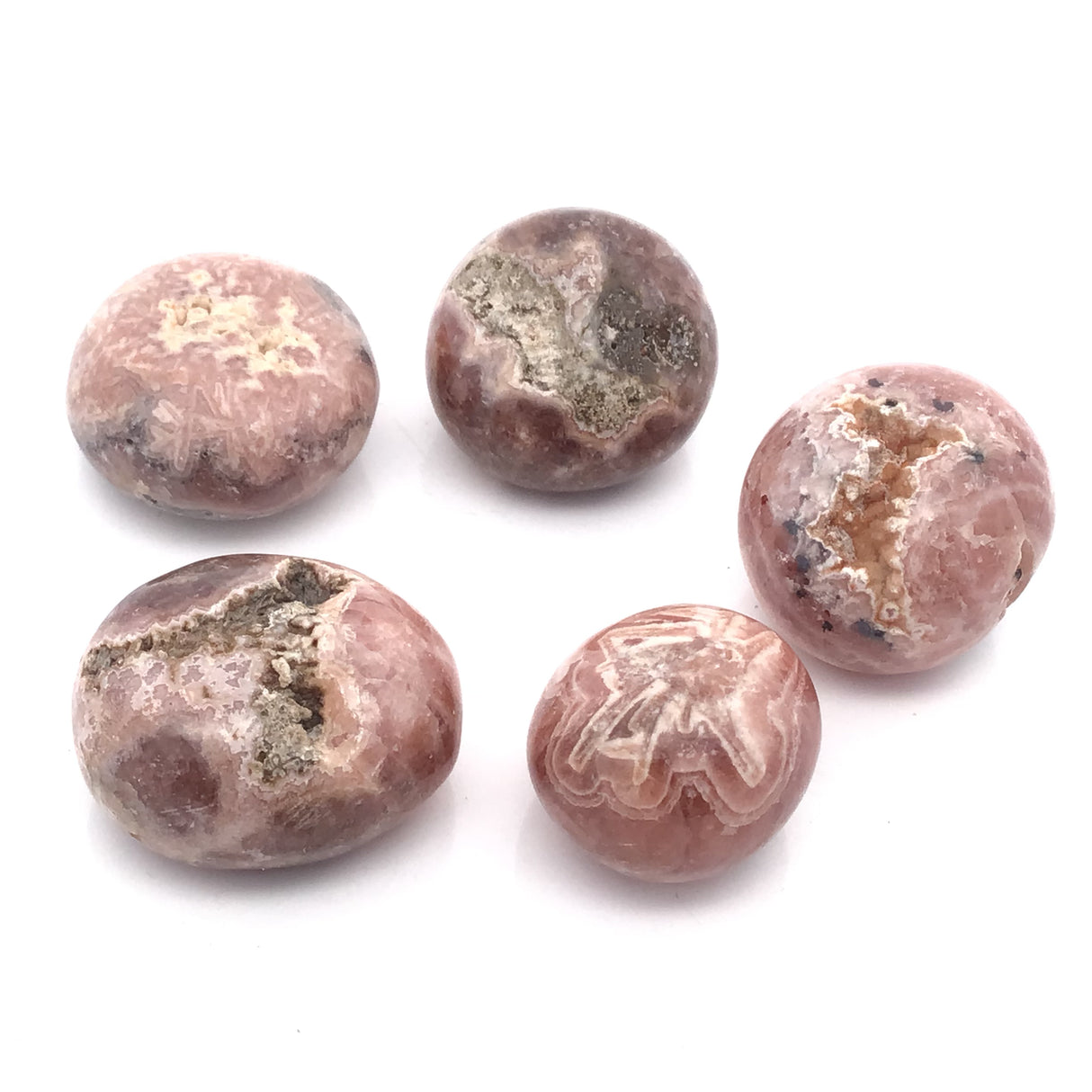 Billions d'orbes de rhodochrosite polie à la forme libre - petites