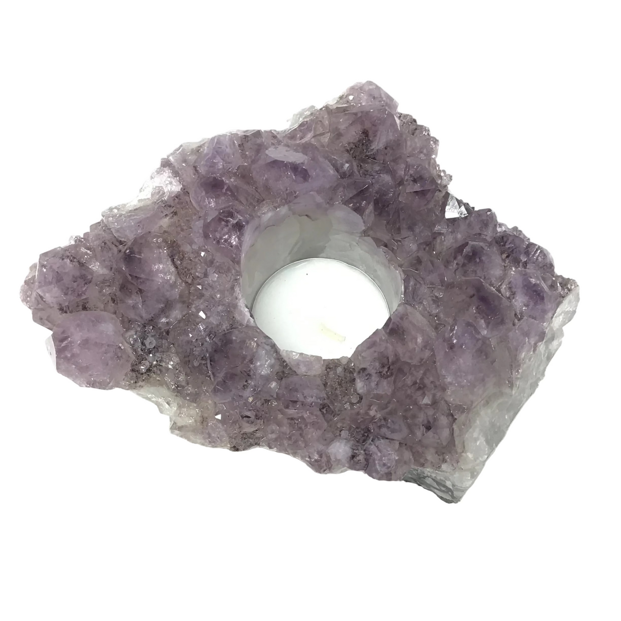 Rose De France Amethyst Tealight Candle Holder - Large Crystals