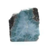 A+ Quality Larimar Slice on Lucite Easel - Single Side Polished