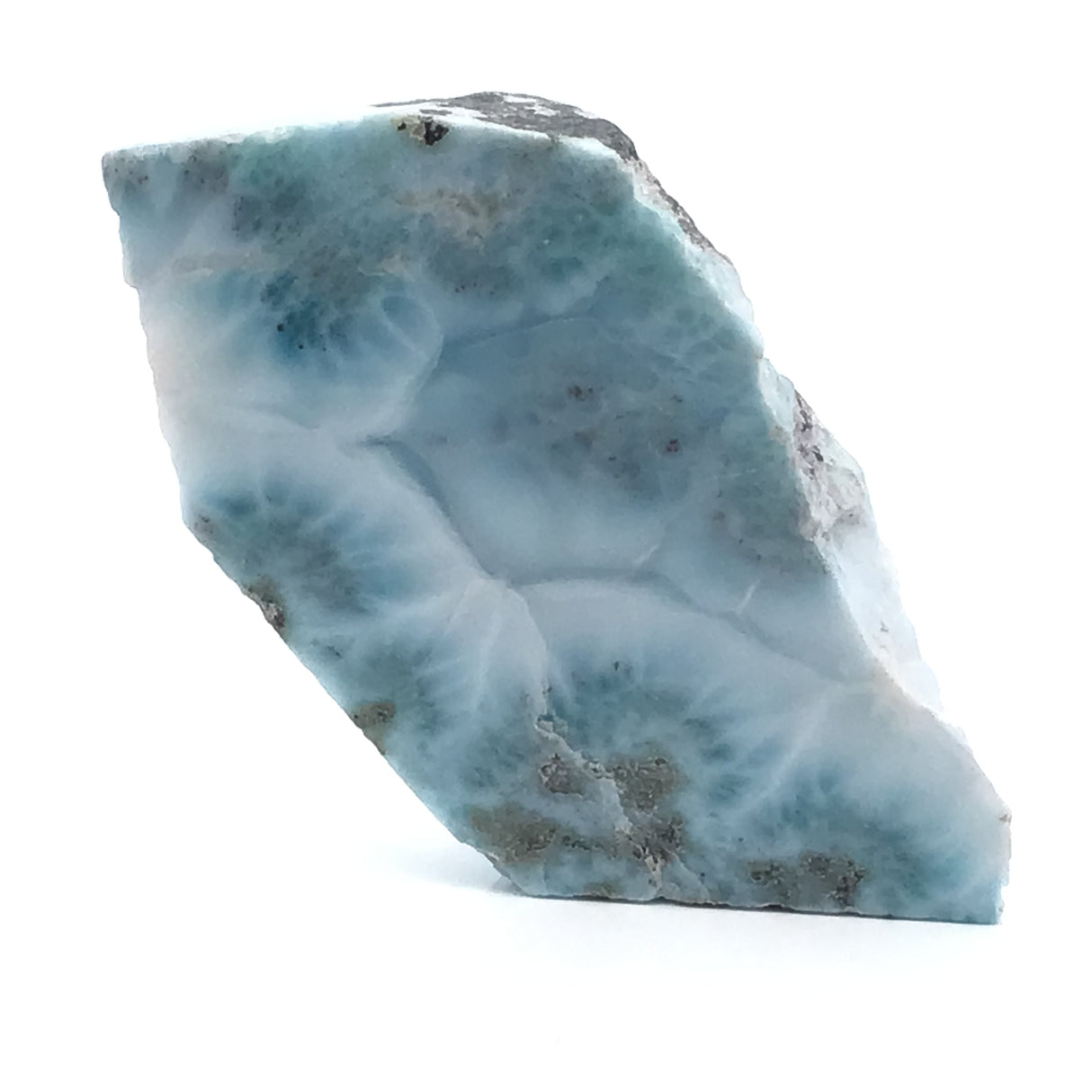 A+ Quality Larimar Slice on Lucite Easel - Single Side Polished