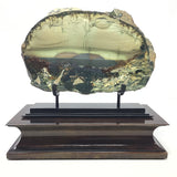 Scenic Blue Mountain Jasper End Cut on Custom Rotating 2-Tone Stand