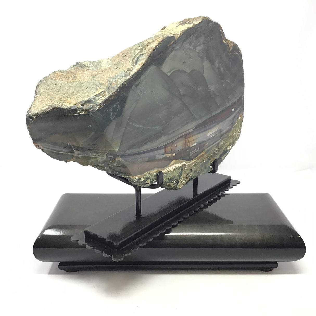 Scenic Blue Mountain Jasper End Cut (Oregon) on Custom Designer Spinning Stand