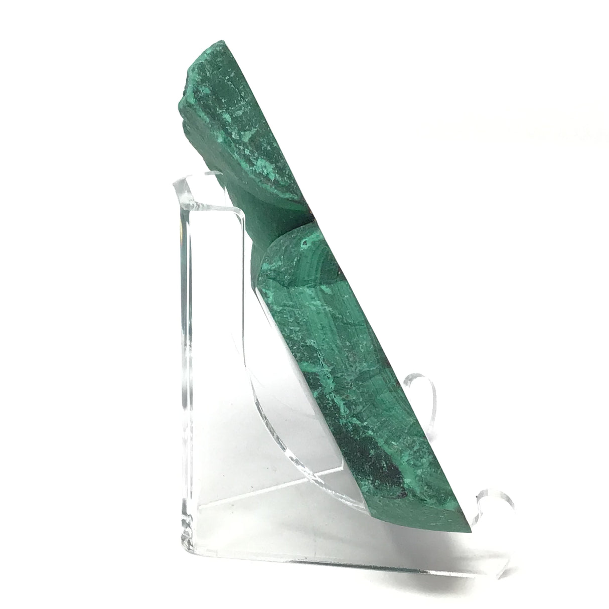 Malachite Bulls Eye Slice on Lucite Stand