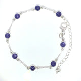 Tanzanite Cabochon Link Bracelet Bezel Set with Figure & Segment Spacers