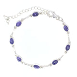 Tanzanite Cabochon Link Bracelet Bezel Set with Figure & Segment Spacers