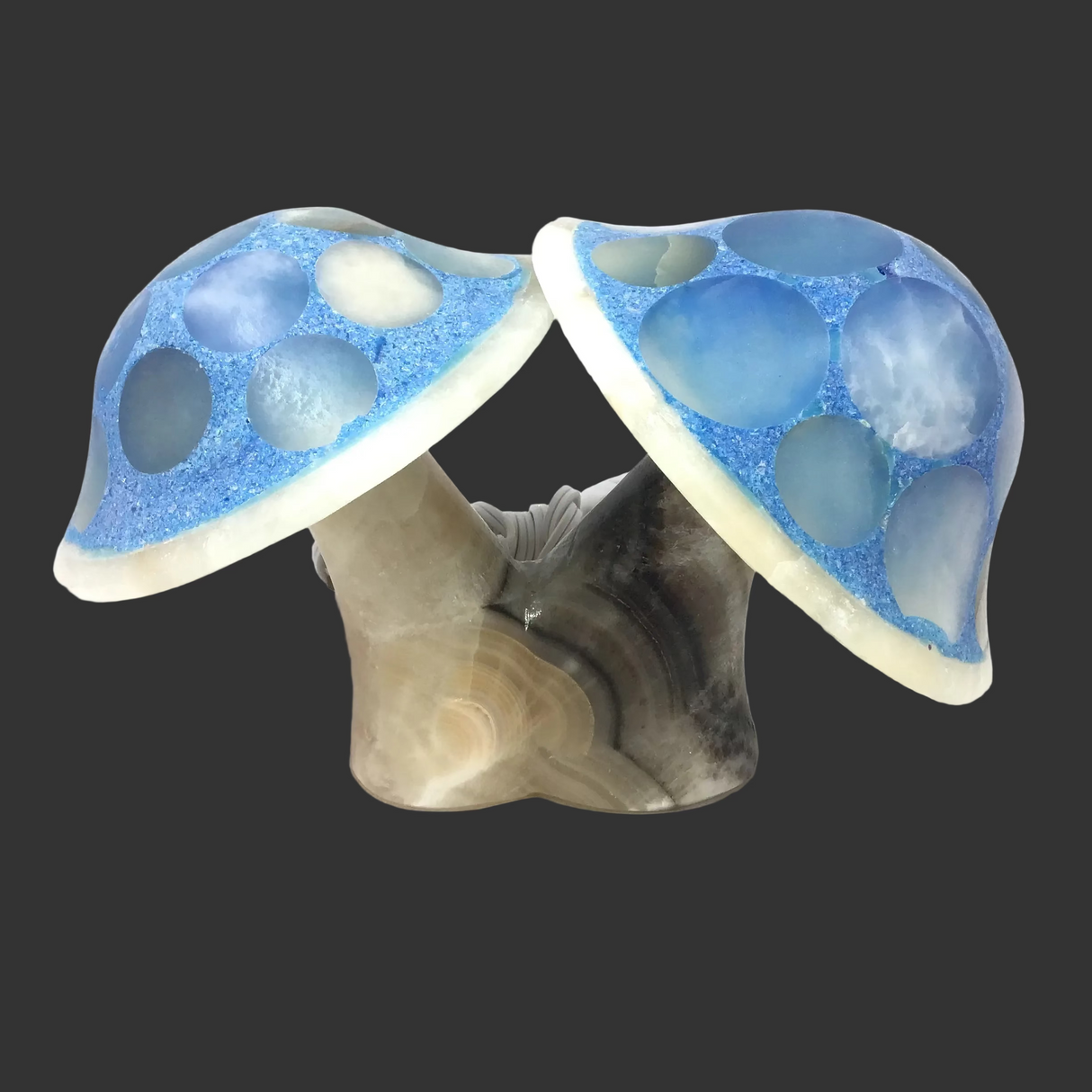 Shroominary Duo Blue Onyx Double Mushroom Luminary