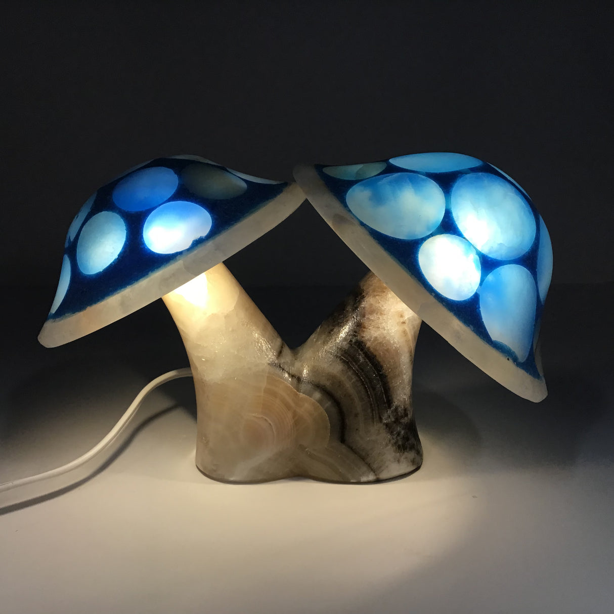 Shroominary Duo Blue Onyx Double Mushroom Luminary