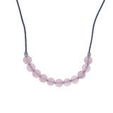 Rose Quartz 6mm Bead Necklace On Cord Choker With Extension