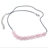 Rose Quartz 6mm Bead Necklace On Cord Choker With Extension