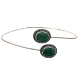 Emerald Necklace - 2 Ovals With Marcasite & Silver Crystals