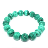 Genuine A+ Malachite Beaded Bracelet - 12mm Rounds