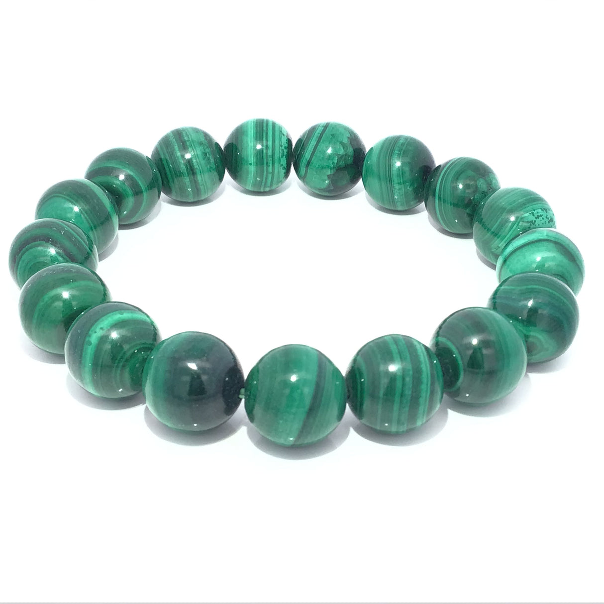Genuine A+ Malachite Beaded Bracelet - 12mm Rounds