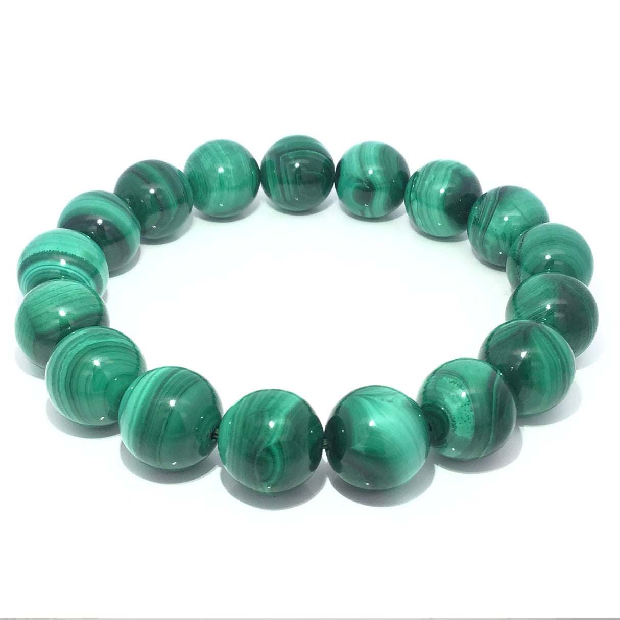 Genuine A+ Malachite Beaded Bracelet - 12mm Rounds